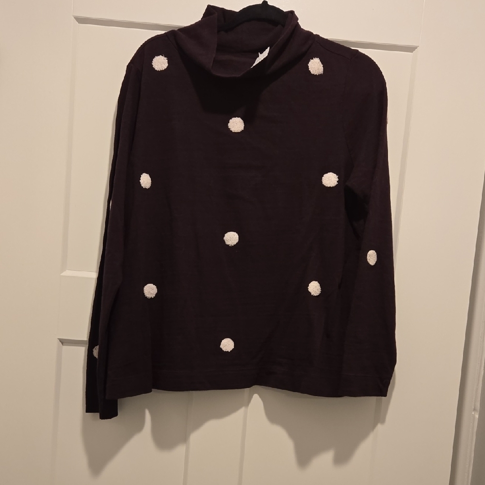 Lodt Burgundy Polka Dot Long Sleeve Top